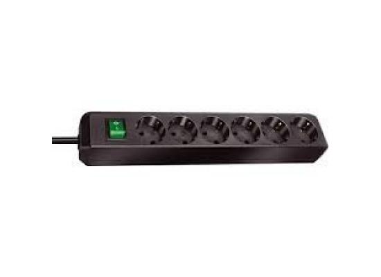 Eco-Line Extension Socket With Switch 6-Way Black 3m H05VV-F 3G1,5